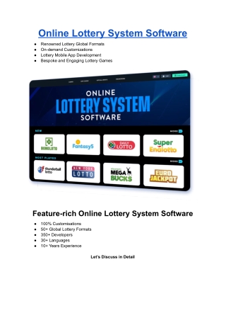 Online Lottery System Software