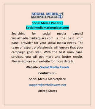 Social Media Panels | Socialmediamarketplace.com