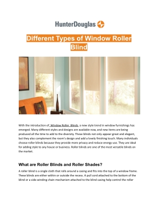 Different Types of Window Roller Blinds