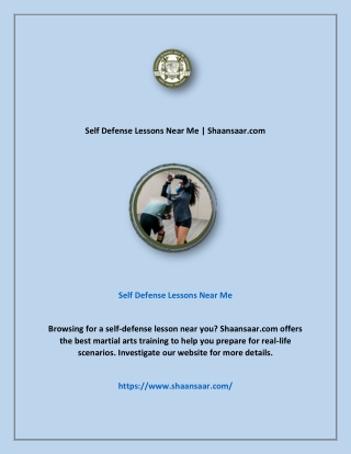 Self Defense Lessons Near Me | Shaansaar.com