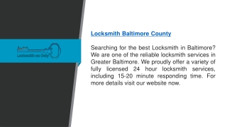 Locksmith Baltimore County Locksmithonduty.com