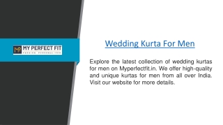 Wedding Kurta for Men  Myperfectfit.in