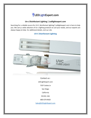 Uv-c Disinfectant Lighting  Ledlightexpert.com