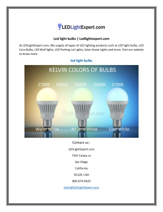 Led light bulbs  Ledlightexpert