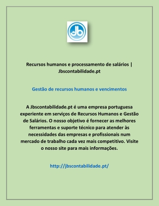 Recursos humanos e processamento de salários | Jbscontabilidade.pt