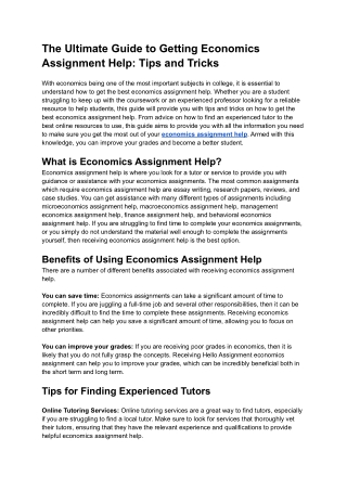 The Ultimate Guide to Getting Economics Assignment Help_ Tips and Tricks