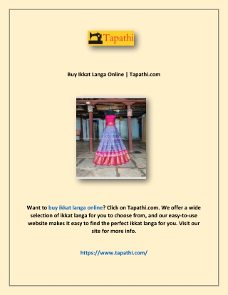 Buy Ikkat Langa Online | Tapathi.com