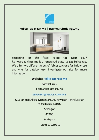 Felice Tap Near Me | Rainwareholdings.my