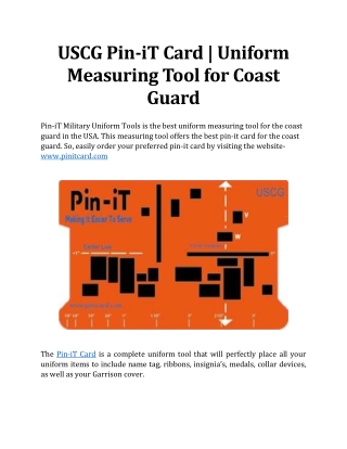 USCG Pin-iT Card