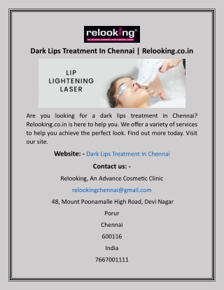 Dark Lips Treatment In Chennai  Relooking.co.in