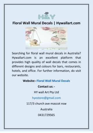 Floral Wall Mural Decals | Hywallart.com