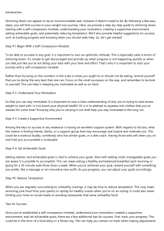 The Advanced Guide to weight loss