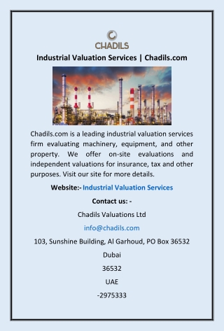 Industrial Valuation Services | Chadils.com