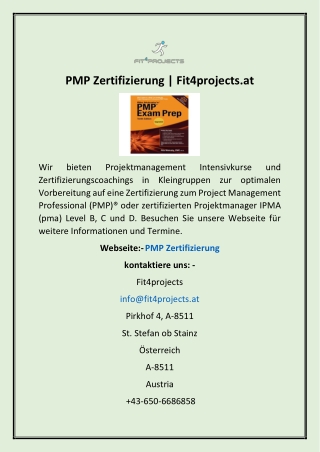 PMP Zertifizierung | Fit4projects.at