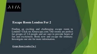 Escape Room London For 2  Aimescape.com