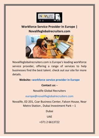 Workforce Service Provider In Europe | Novalifeglobalrecruiters.com