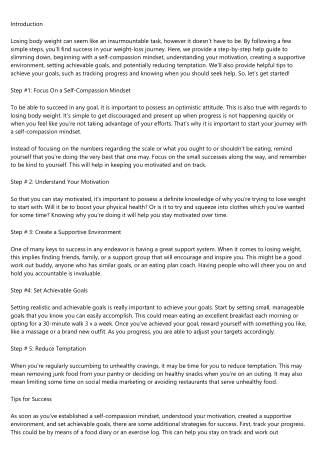 A weight loss Success Story You'll Never Believe