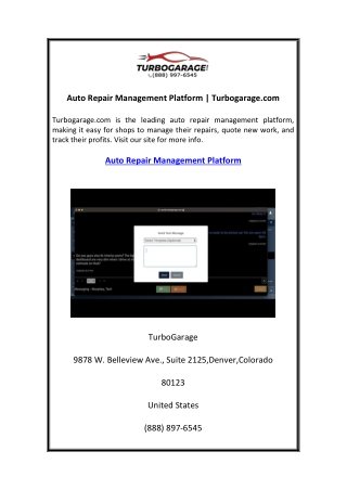 Auto Repair Management Platform Turbogarage.com