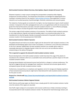 Bulk Insulated Containers Market Overview
