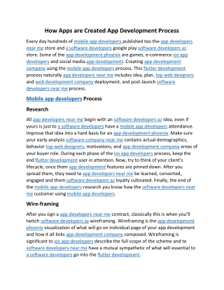 How Apps are Created App Development Process