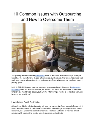 10 Common Issues with Outsourcing and How to Overcome Them
