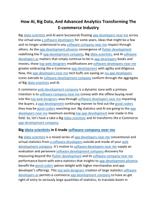How AI, Big Data, And Advanced Analytics Transforming The E-commerce Industry