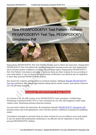 New PEGAPCDC87V1 Test Pattern - Reliable PEGAPCDC87V1 Test Tips, PEGAPCDC87V1 Simulations Pdf