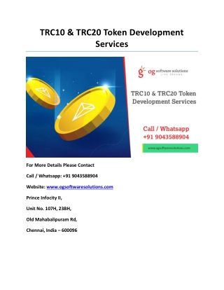 Tron Token Development Company  TRC10 & TRC20 Token Development Services