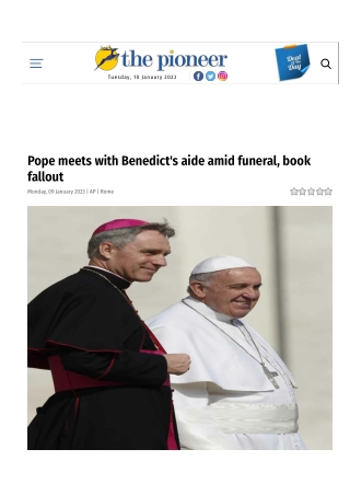 Pope meets with Benedict's aide amid funeral, book fallout