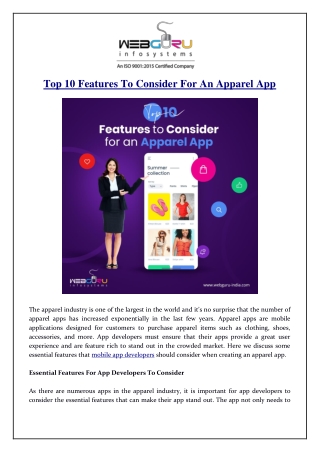 Top 10 Features To Consider For An Apparel App