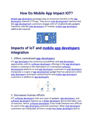 How Do Mobile App Impact IOT