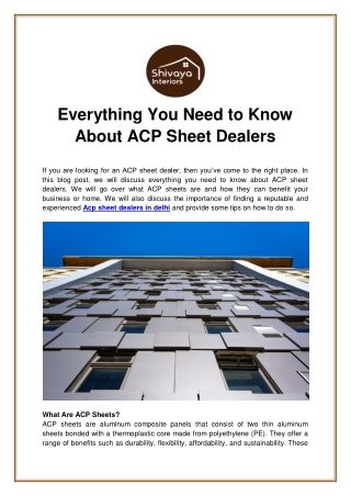 Everything You Need to Know About ACP Sheet Dealers