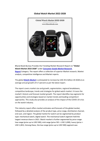 Global Watch Market 2022-2028