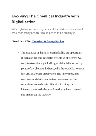 Evolving The Chemical Industry with Digitalization