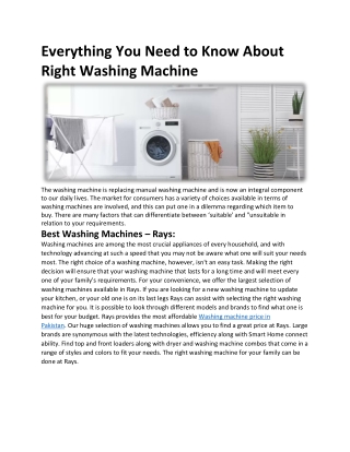 Everything You Need to Know About Right Washing Machine