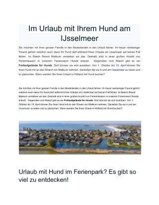 Im Urlaub mit Ihrem Hund am IJsselmeer