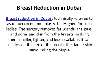 Breast Reduction in Dubai