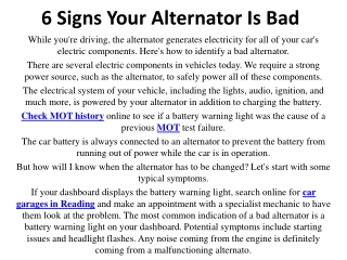 6 Signs Your Alternator Is Bad