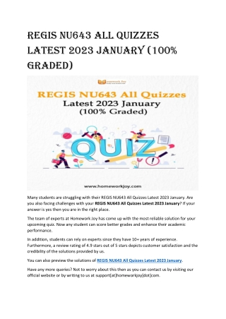 REGIS NU643 All Quizzes Latest 2023 January