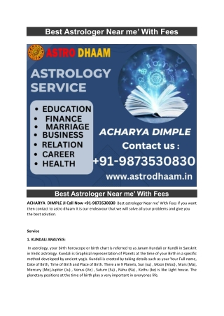 Best Astrologer Near me’ With Fees