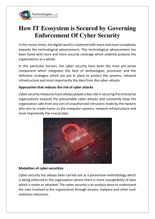 How IT Ecosystem is Secured by Governing Enforcement Of Cyber Security