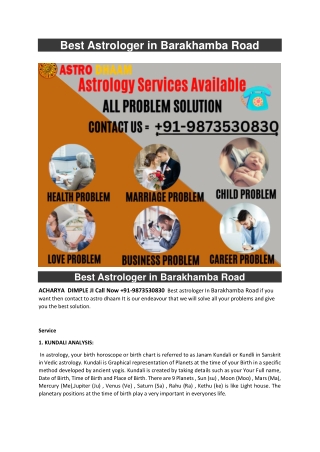 Best Astrologer in Barakhamba Road  91-9873530830