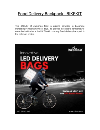 Food Delivery Backpack  | BIKEKIT