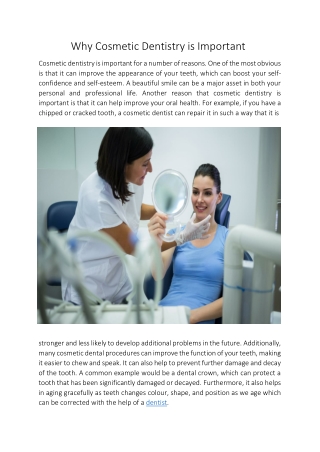 Why Cosmetic Dentistry is Important