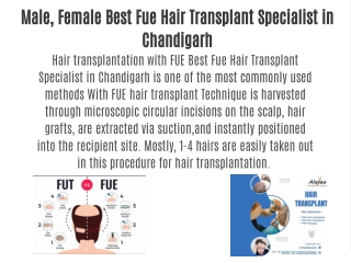 Male, Female Best Fue Hair Transplant Specialist in Chandigarh