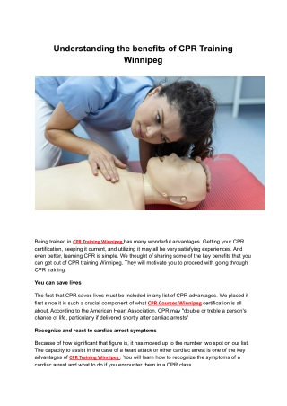 Understanding the benefits of CPR Training Winnipeg