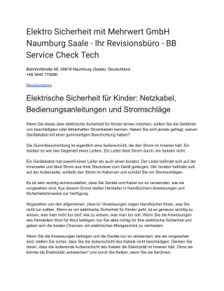 Elektro Sicherheit mit Mehrwert GmbH Naumburg Saale - Ihr Revisionsbüro - BB Service Check Tech