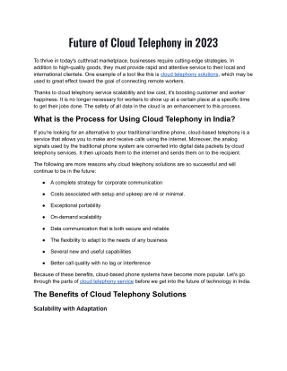 Future of Cloud Telephony in 2023.