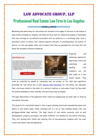 Real Estate Law Firm In Los Angeles