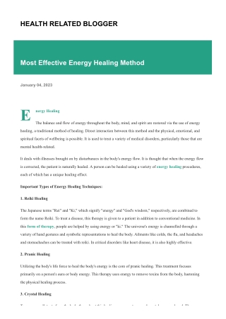 Most Effective Energy Healing Method